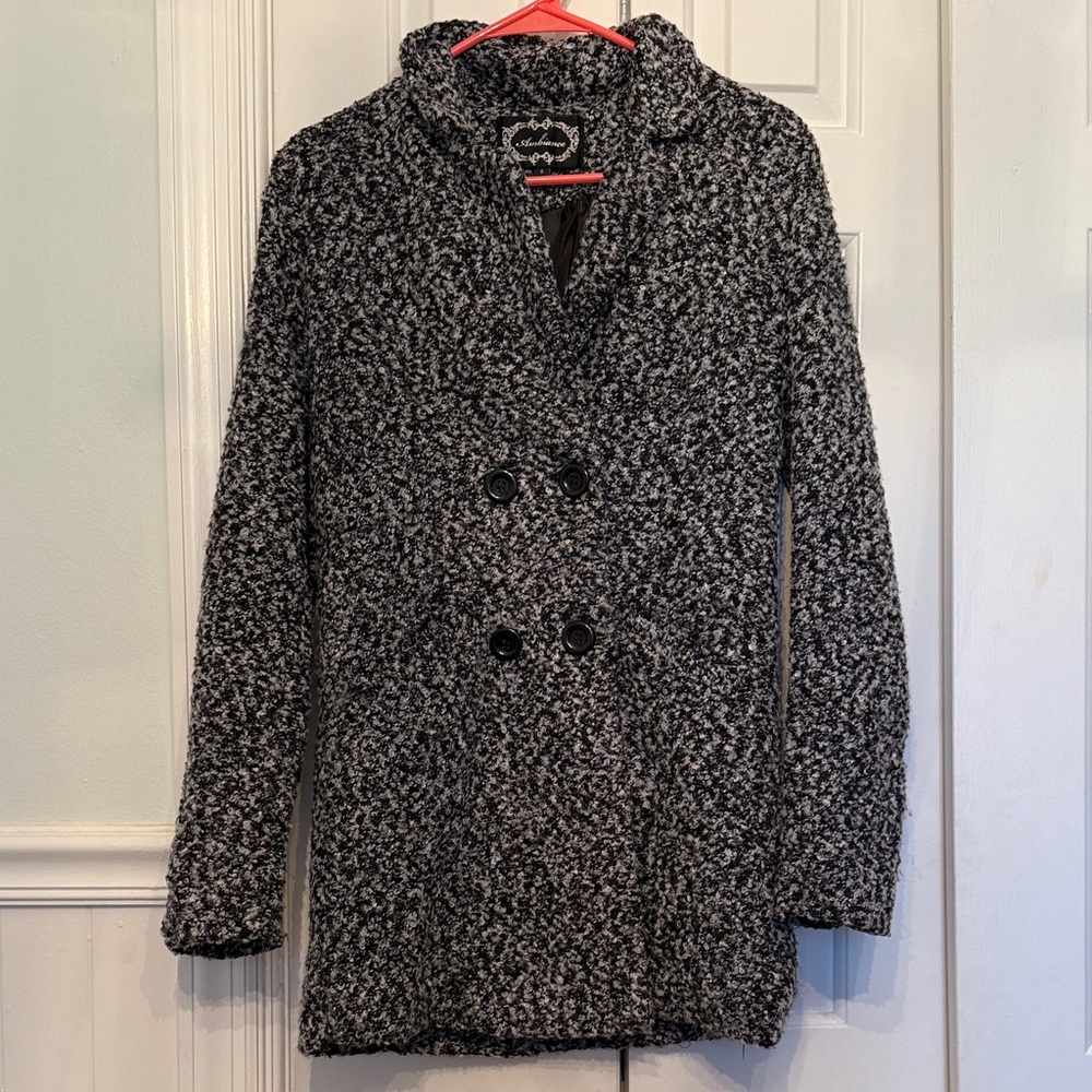Black & Grey Boucle Coat